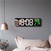 Aolyty Orologio da parete a LED, sveglia digitale con luminosità regolabile, grande schermo da comodino, orologio a specchio con visualizzazione della temperatura, data e umidità (bianco verde)