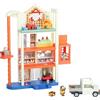 Bluey Hammerbarn - Mega set da gioco per centro commerciale, 4 livelli, altezza 55,9 cm, con sollevatore di lavoro e ritorno del carrello, luci e 45+ suoni, 3 figure, 15 accessori, più veicolo