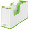 LEITZ WOW Dispenser per nastro adesivo Dual Color, Base Appesantita, Nastro adesivo da 10 mt incluso, Bianco/Verde Lime, 53641054