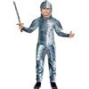 SMIFFYS Costume Cavaliere deluxe con armatura, Grigio, con tuta e copricapo, stampa digitale