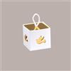 LUCGEL 20 Pz Scatola con Cordino Ideale per Piccoli Articoli Regalo Carta Bianca Grafica Colomba 50x50x50mm