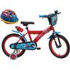 A.T.L.A.S. Bicicletta da Bambino Marvel Dotata di 2 Freni, Piastra Anteriore Decorativa, Borraccia Posteriore e Casco Spiderman Inclusi, elo Frontale Ragazzo, Rosso Come da Foto, 16'' (41 cm)