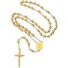 FaithHeart Collana Rosario Oro Uomo Cattolico Collana Donna Rosario San Cristoforo Perline Argento 66+16 CM Regolabile Regalo Religioso