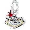 GLOWDAS Benvenuti a Las Vegas Charms, 925 Argento Sterling America Nevada Ciondolo Perlina Fit Braccialetto Cuore Pandora, Viaggio Punto di riferimento Charms Regali per le vacanze/Compleanno/Laurea