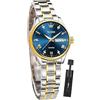 OLEVS Orologio automatico da uomo, design scheletrato, meccanico di lusso, elegante cinturino in pelle, luminoso, impermeabile, orologio da polso, argento e oro, Bracciale