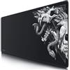 TITANWOLF - XXL Tappetino per Mouse da Gioco - Gaming Mousepad Extra Grande 900 x 400mm - Pad con Base in Gomma Antiscivolo - Spessore 3mm - Nero - Modello Wolf Skull