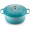 Le Creuset Cocotte rotonda Evolution in ghisa vetrificata con Coperchio, diameter 28 cm, Blu Caribe, 21177281702430