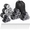 shynek Set di 48 Bigodini per Capelli in 4 Misure (6 Jumbo, 6 Grandi, 6 Medi, 6 Piccoli) e 24 Fermagli per Capelli Lunghi, Medi e Corti (Nero)