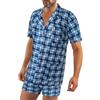 sesto senso Pigiama Elegante da Uomo Quadri Maniche Corte Cotone Camicia Abbottonata Pantaloncini 2182/10 M