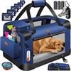 Lovpet® Trasportino per Cani - Box per Cani Pieghevole incl. Borsa per Il Trasporto e Ciotola - Cani e Gatti - casetta per Il Trasporto di Animali Domestici, Blu Marino, XL