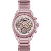 GUESS Orologio sportivo da donna, multifunzione, 39 mm, quadrante trasparente, cassa in acciaio inox color oro rosa, cinturino in policarbonato trasparente, Rosa/Rosa/Nude, classico