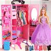 UCanaan Bambole Armadio Guardaroba Per Vestiti Per Bambole Ragazza 11,5 Pollici e Stoccaggio Accessori - Lotto 51 Articoli Tra Cui Baule,Abbigliamento Casual,Vestito,Costumi Bagno,Grucce,Scarpe,Borse