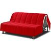 EVERGREENWEB MATERASSI & BEDS EVERGREENWEB - Copridivano per Divano Letto Matrimoniale 3 Posti largo 160 cm senza Braccioli, Rivestimento Letto Estraibile Pieghevole Sfoderabile con Zip, Fodera in Tessuto Rosso Trapuntato Lavabile