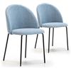 VS Venta-stock Set di 2 sedie per tavola da Pranzo Kenia rivestite in Tela Blu, Certificazione SGS, 43 cm (Larghezza) x 47 cm (profondità) x 78,5 cm (Altezza)
