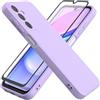HHUIWIND Cover Compatibile con Samsung Galaxy A15 4G / 5G (6,5) e Vetro Temperato,Custodia Samsung Galaxy A15 4G / 5G Morbido Silicone Liquida TPU Protettivo Ultra Slim Case - Viola