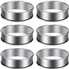 Meetory Anello Microforato Crostata Stampo Rotondo Forato 8cm, 6 Pezzi Coppa Pasta di Acciaio Anello da Torta Dessert Anelli da Forno Anello da Crostata Tondi in Acciaio Inox Argento (8 x 2,5 cm)