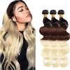 Hxxcoup Extension Capelli Veri Tessitura Matassa Virgin Human Hair Bundles Biondo Bundles Body Wave Extensions 1B/4/613 Ombre Colour Bundles 3 Bundles Double Weft Weave 22 24 26 Pollici