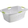 Rotho Flowers Cestino Lavanderia con 4 Maniglie, Plastica (PP) senza BPA, Grigio/Verde, 50 L, 65.1 x 48.6 x 26.2 cm