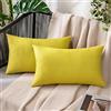 MIULEE 2 Pezzi all'Aperto Copricuscini Impermeabile Federe per Cuscino Decorativi Moderni in Poliestere Cuscini in Lino per Divano Sedie Picnic Camera da Letto 30x50 cm Giallo