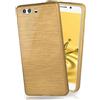 MoEx Cover in Silicone Compatibile con Huawei P9 | Effetto Alluminio Spazzolato, Oro