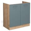 Vicco mobile lavello cucina R-line, Grigio-blu/Quercia dorata, 80 cm senza piano di lavoro