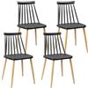 MAYMA Set di 4 sedie da sala da pranzo, sedie nere stile scandinavo con sbarre modello Pop con scocca in resina e gambe in legno naturale