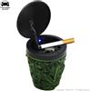 Atomic POSACENERE BICCHIERONE DA AUTO FANTASIA IN RILIEVO GREEN WEED LEAF + LUCE LED | IDEA REGALO FUMATORE