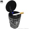 Atomic POSACENERE BICCHIERONE DA AUTO FANTASIA IN RILIEVO SILVER WEED LEAF + LUCE LED | IDEA REGALO FUMATORE