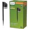 Philips LED Fyve Paletto Solare da Parete per Esterni, Rotonda, Luce Bianca Calda, 1.5W, IP44, Nero
