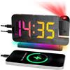Cuteefun Sveglia con Proiettore Soffitto, Orologio Proiezione con Doppia Porta di Uscita USB C/A, Display a 11 Colori, Luminosità a 6 Livelli, Sveglia Digitale da Comodino LED con 10 Luci Colorate