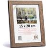 3-B Cornice Portafoto HIT - Marrone Scuro (Noce con Venature Ottiche del Legno) - 15 x 20 cm - in Legno con Vetro Acrilico