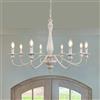 KMaiPem 8 Luci Vintage Bianco Lampadario Soggiorno, Lampadario a Sospensione in Legno e Ferro Country Francese Classico, Altezza Regolabile Rustici Lampadari Moderni per Camera da Letto, Cucina