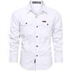 FM2018XSL Camicia Casual a Maniche Lunghe in Puro Cotone Primavera e Autunno(Bianco,L)