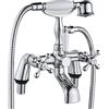 Luckyhome - Miscelatore tradizionale per vasca da bagno con doccia a doppia leva, cromato