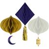 Folat 24892 Eid Mubarak - Set a nido d'ape - Eid Mubarak - 3 pezzi - Decorazioni Stella Luna Ramadan Mubarak Forniture per Feste Eid Al-Fitr