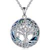 YFN Albero della Vita Collana Celtico irlandese Ciondolo Blu Cristallo Gioielli Argento Puro Regalo per Donna Ragazza