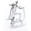 DRW Statuina di Una Coppia in Moto Resina Bianca e Argento 27x11x30 cm
