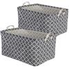 DII - Cesto portabiancheria in cotone/poliestere, perfetto in camera da letto, cameretta, dormitorio, armadio, 26,7 x 44,5 x 25,4 cm, grande set di 2 - grigio reticolo