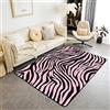 Loussiesd Tappeto con strisce zebrate 100x150 cm, decorazione animali selvatici, tappeto per soggiorno, camera da letto, decorazione animali selvatici, antiscivolo, rosa, nero, a righe, geometrico