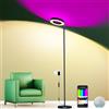mukuxin Lampada da Terra LED, 42W WiFi Piantana da Terra con Illuminazione su due Lati, 16 Milioni di Colori RGB a Regolazione Continua, Lampada Soggiorno Moderna con Controllo App, Sincronizzazione Musicale