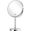 MKUMIR Specchio da trucco con ingrandimento da 20,3 cm, 10 x 1 x doppio lato da tavolo, specchio da bagno, cosmetico da tavolo, argento