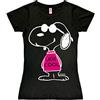 Logoshirt®️ Comics - Peanuts - Snoopy - Joe Cool Rosa I T-Shirt - Maglia Stampate - Donna I Nero I Design Originale Concesso su Licenza, Taglia XS