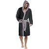 Octopus Accappatoio da uomo in spugna 100% cotone (350 g/m²) con Ökotex Standard 100 - 2 tasche - Cintura - Cappuccio f5723, Nero/Grigio Spugna (1496), XXL