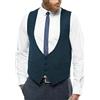 Hann Brooks Gilet da uomo in tweed in lana a spina di pesce con taglio a U, blu navy, L