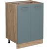 Vicco Mobiletto base cucina R-line, Grigio-blu/Quercia dorata, 60 cm senza piano di lavoro