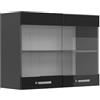 Vicco Mobile da cucina in vetro R-line, Nero lucido/Antracite, 80 cm