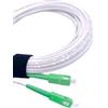 Elfcam® - 0,5m Cavo Fibra Ottica SC/APC per SC/APC Simplex Monomodale 9/125μm LSZH, Bianco/Verde, 0,5M