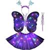 Maodom Abito da fata per bambini - Fairy Princess Dress Up Set con ala - Little Fairy Princess Dress Up Role Play LED Light Up Costume Set per ragazze