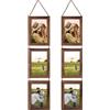 EYMPEU Cornici Triple 10x15, Cornice Foto Rustica in Verticale, Decorazione per Soggiorno, Camera da Letto, Ufficio, 6 Pezzi, Marrone