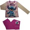 Disney Pigiama in 2 pezzi da ragazza Stitch Love You 7-8 anni viola/grigio